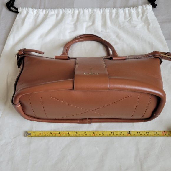 Theory T Bar Ames Leather Handbag Satchel Crossbody Purse Shoulder Bag Weekender - Picture 9 of 13